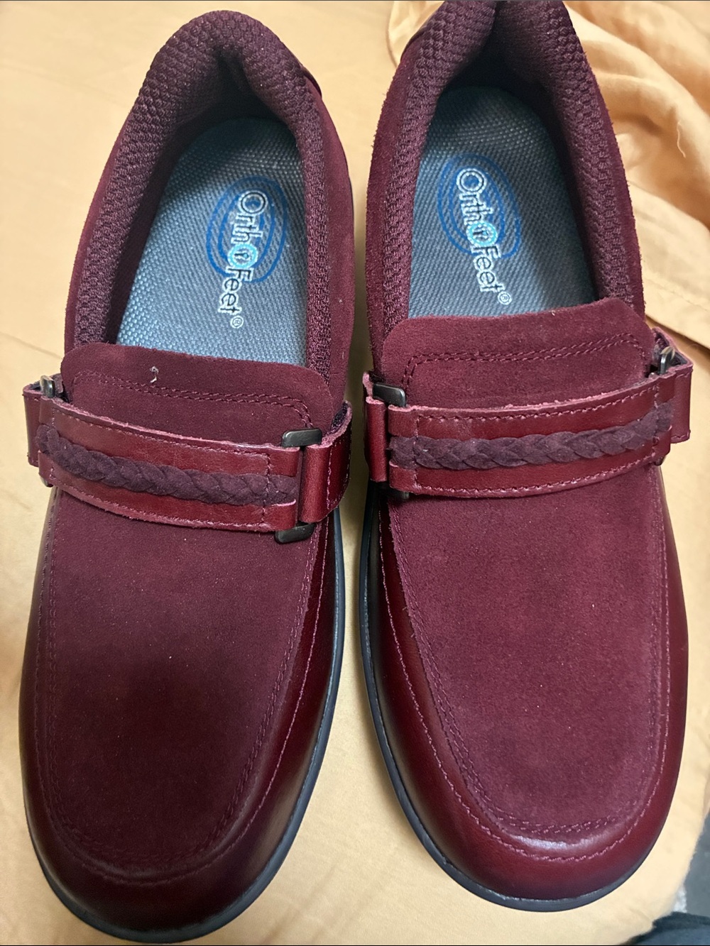 Orthofeet Chelsea, Cherry Burgundy Slip-On Comfort Loafers